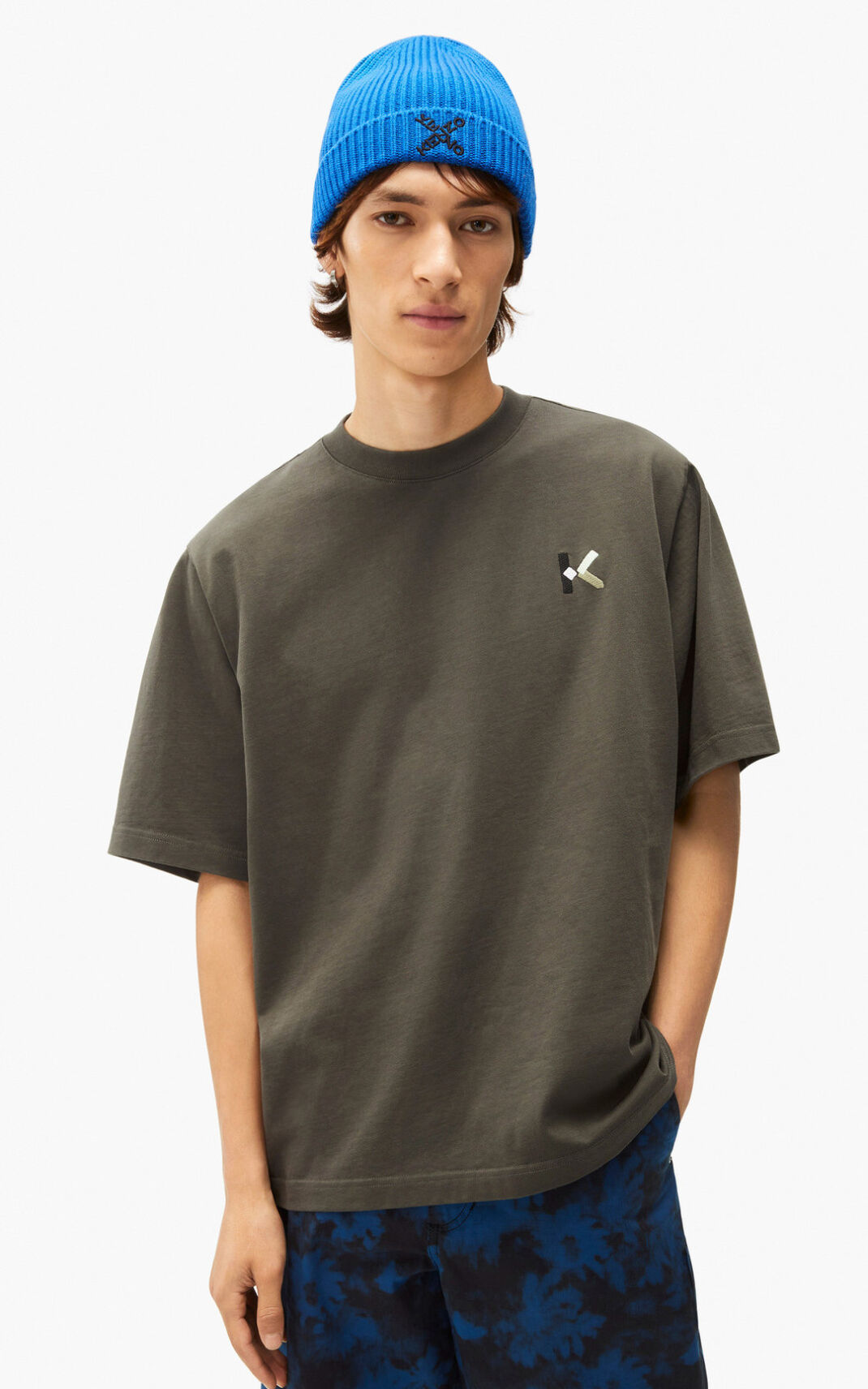 T Shirt Kenzo K Logo Homme Grise Grise | MCVU-68759